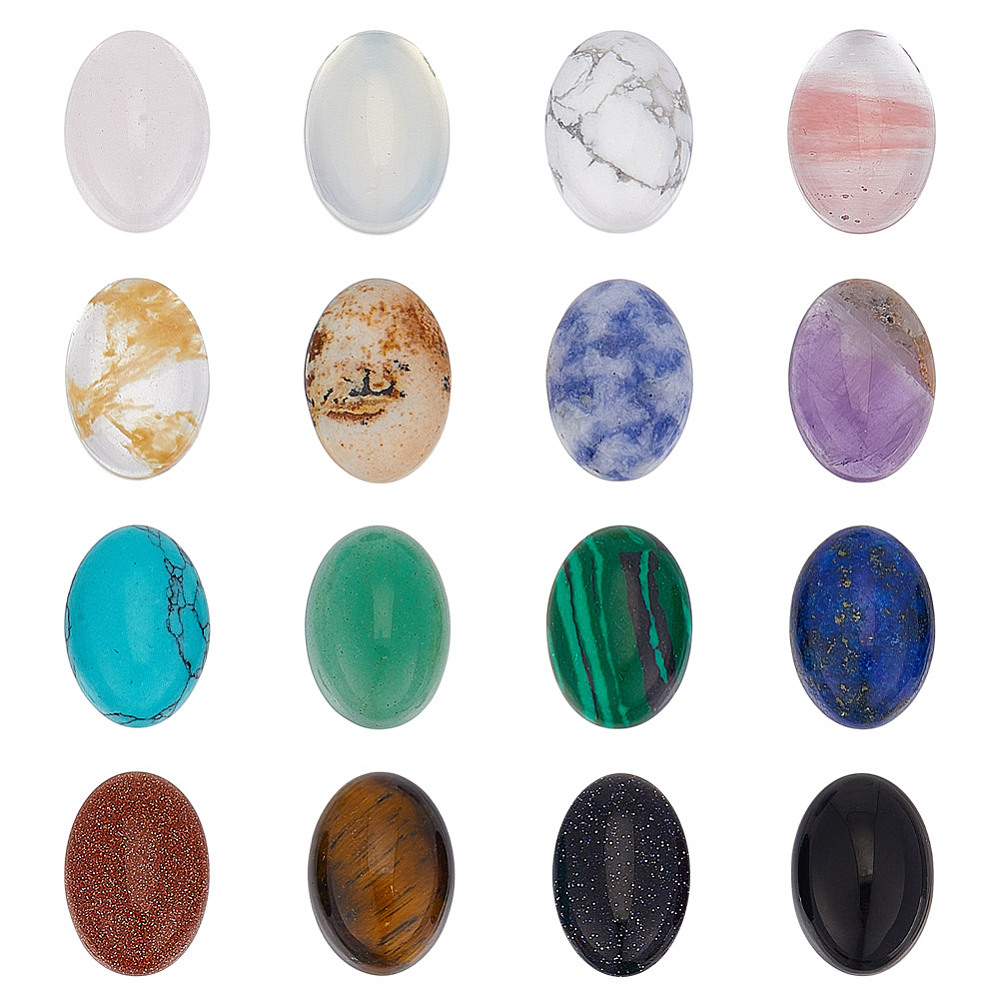 Jewelry Making Gemstones - 16 قطعة من الأحجار الكابوشون المسطحة،