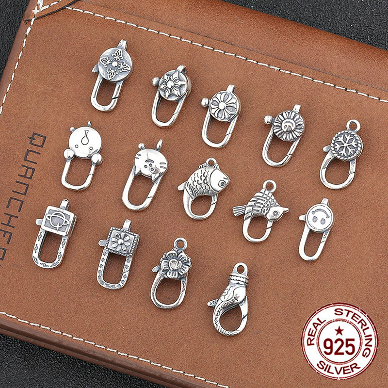 Lobster Clasp Silver - 925 الفضة جراد البحر مطاطا الربيع