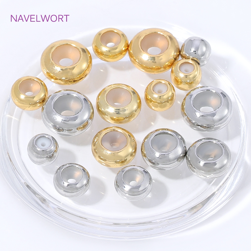 Jewelry Making Items - خرز سيليكون مطلي بالذهب عيار 18