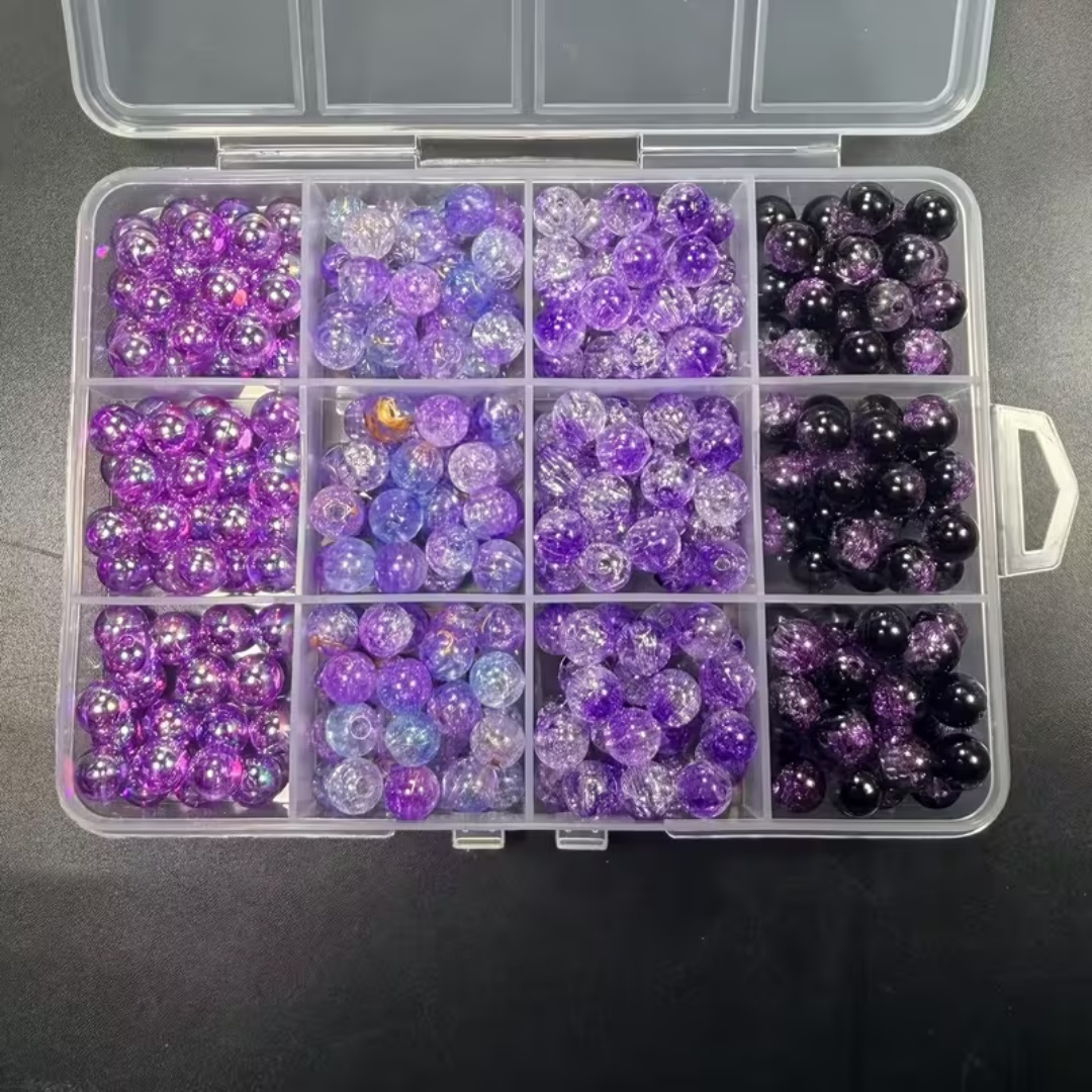 Bead Organizer Tray - خرز أكريليك أسود بنفسجي 8 مم،
