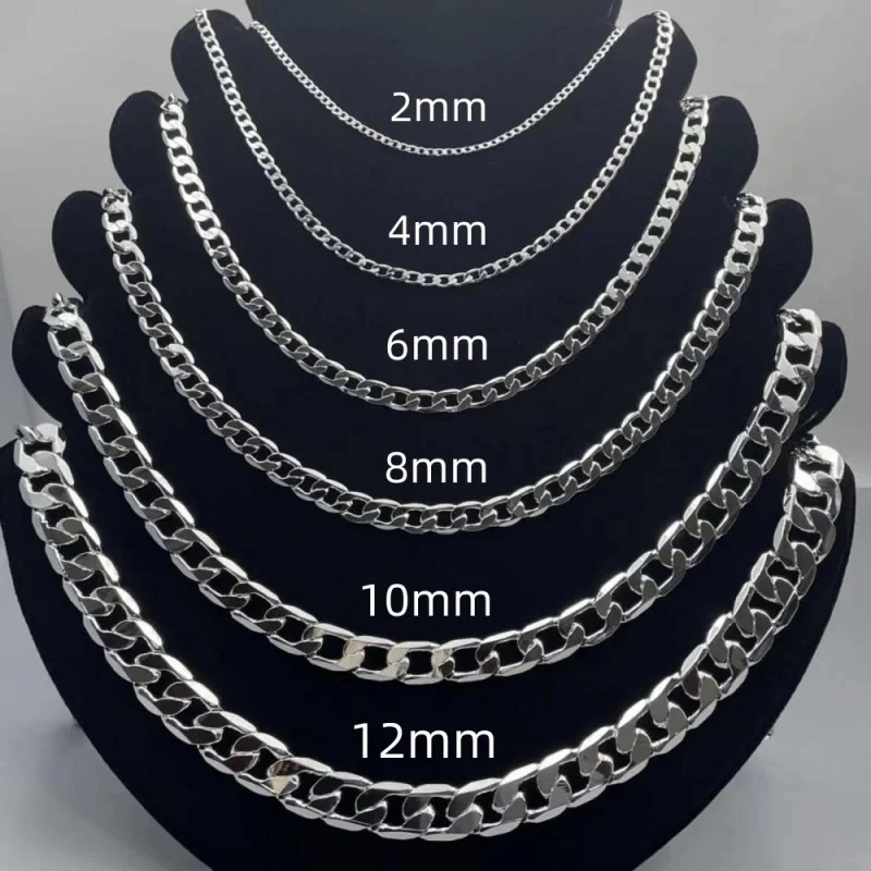 Lobster Clasp Silver - الرجال 925 الاسترليني قلادة فضية 2/4/6/8/10/12