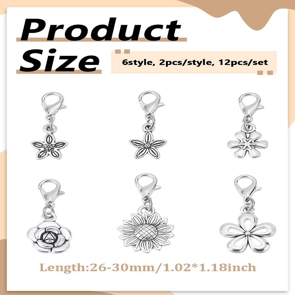 12 قطعة من الزينة المعلقة المص - مراجعة Lobster Clasp Silver وسعره